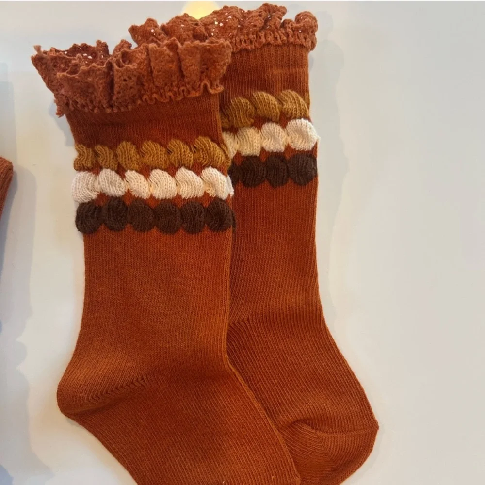 New! Amber/rustic color  Knee High Socks for Kids 0-6m set of two